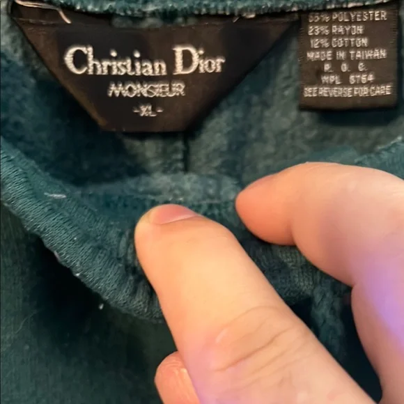 DIOR SWEATPANTS ELASTIC CUFF BOTTOMS GREEN SIZE XL